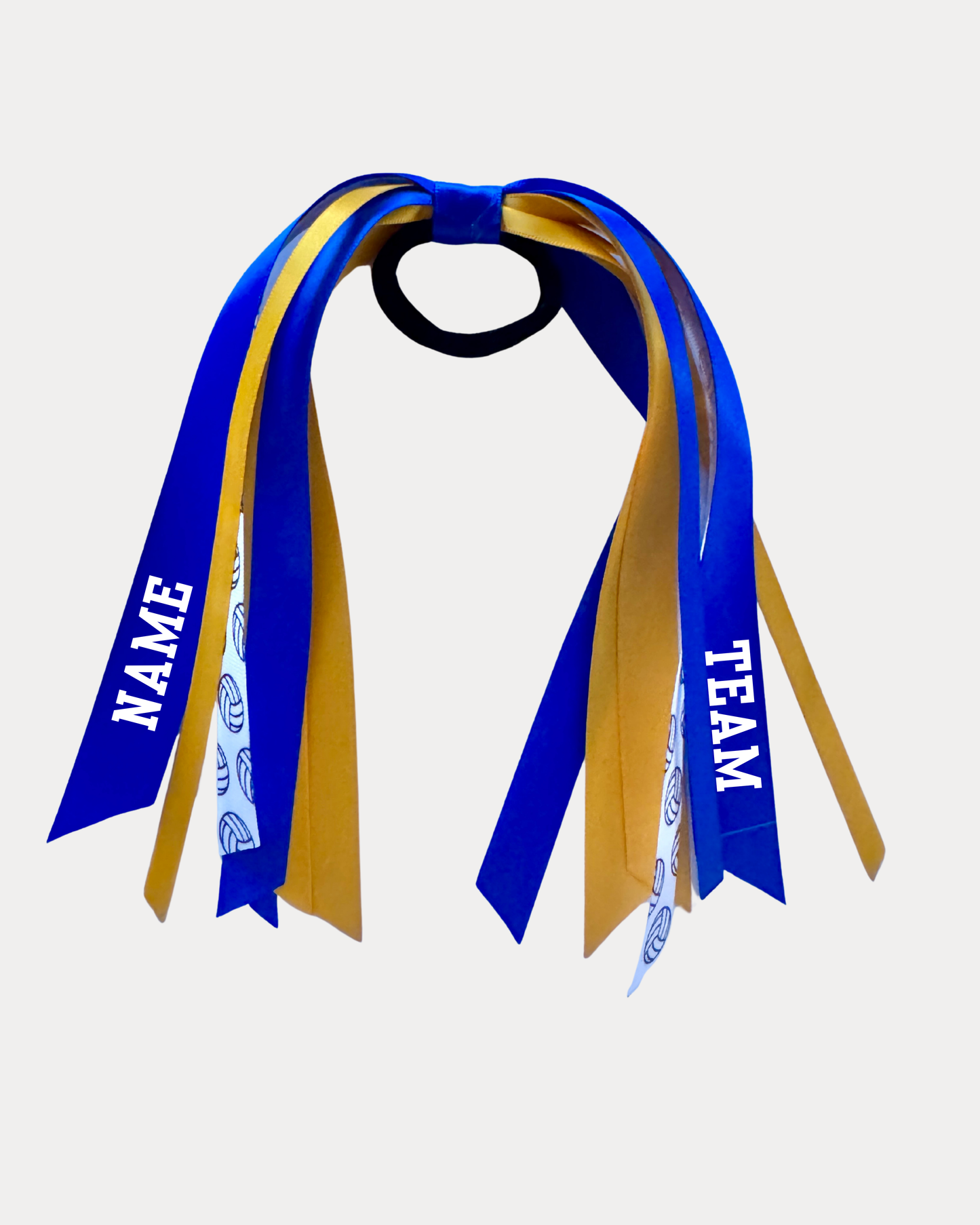 Personalised Waterfall Ribbon - Royal Blue and Yellow