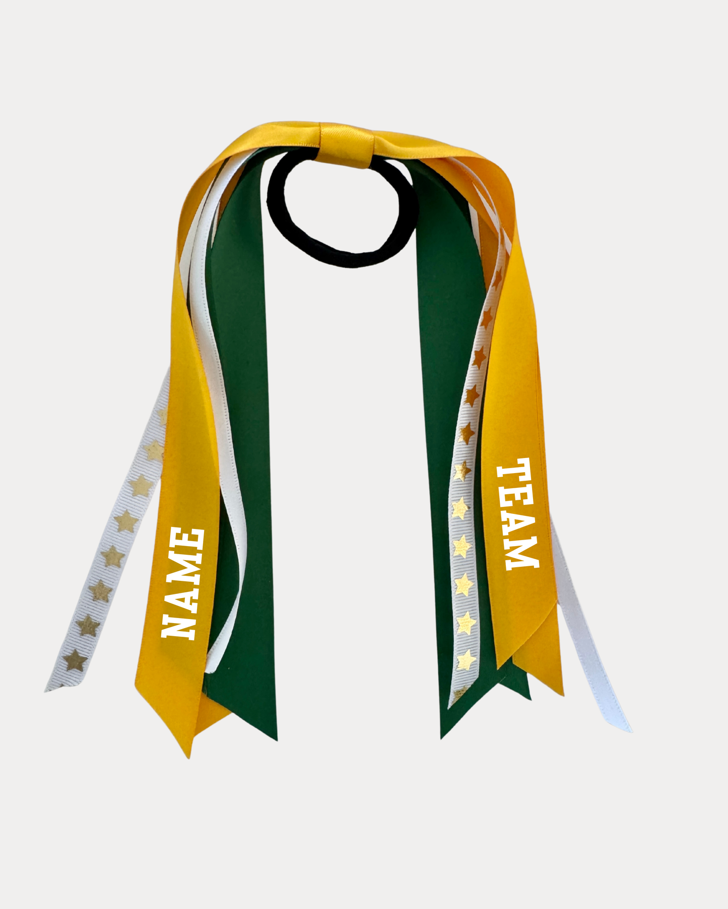 Personalised Waterfall Ribbon - Golden Yellow and Dark Green