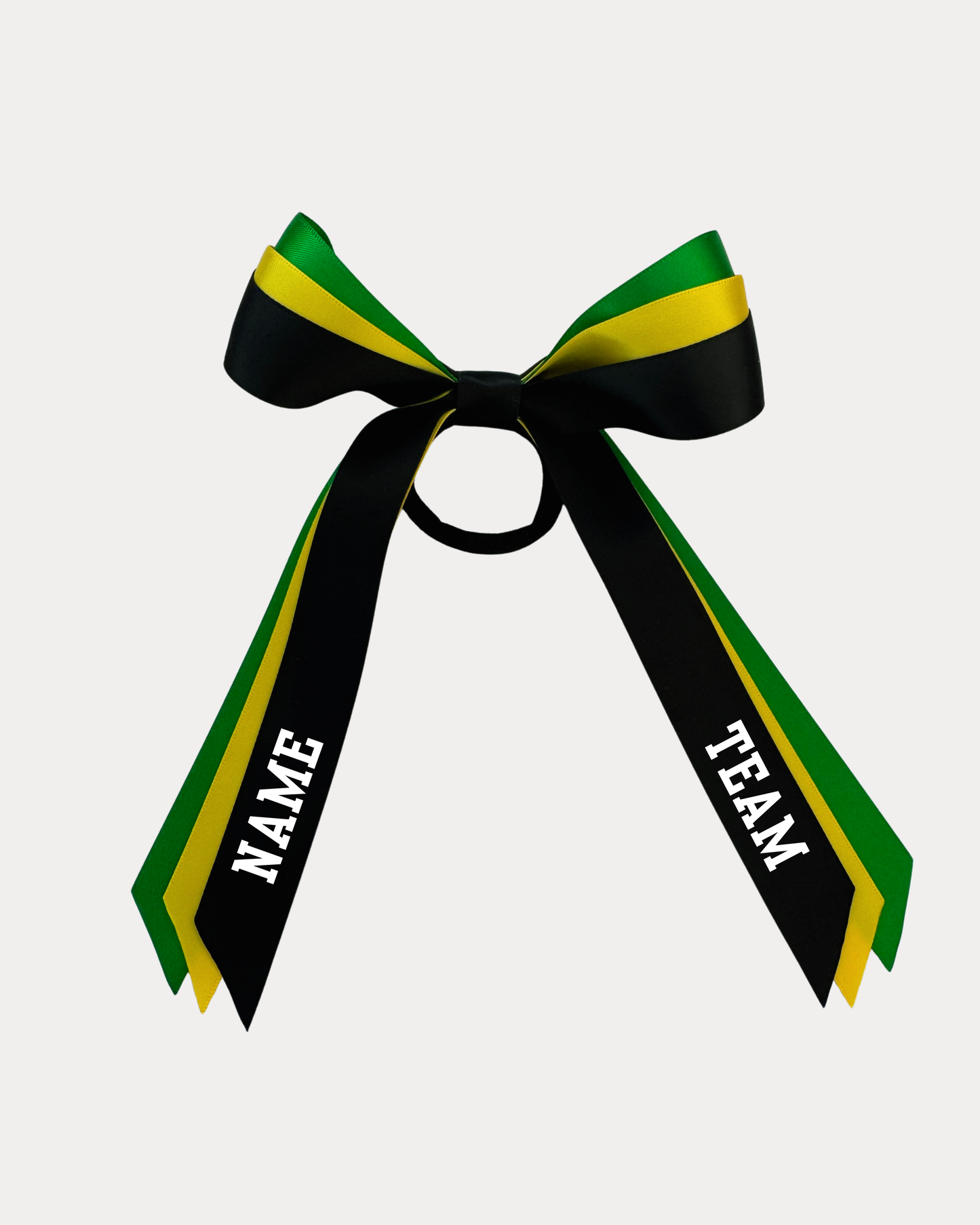 Personalised Bow Ribbon  -  Black, Bright Yellow and Emerald Green