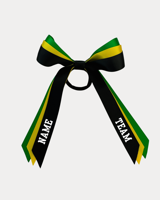 Personalised Bow Ribbon  -  Black, Bright Yellow and Emerald Green
