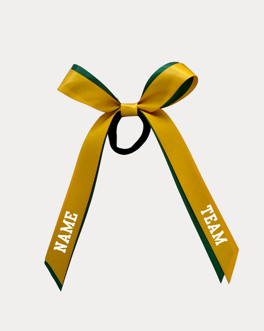 Personalised Bow Ribbon - Golden Yellow and Dark Green