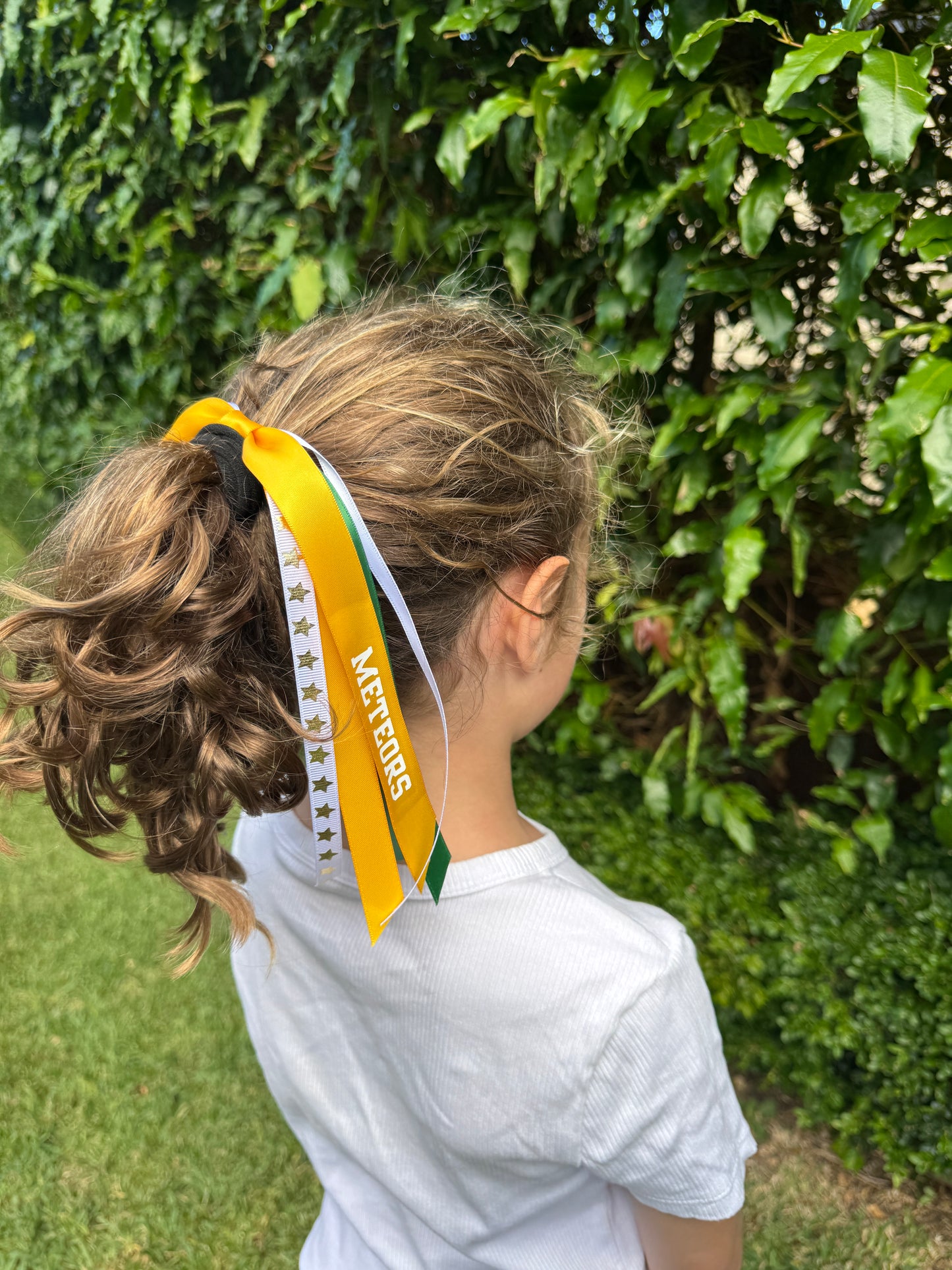 Personalised Waterfall Ribbon - Golden Yellow and Dark Green