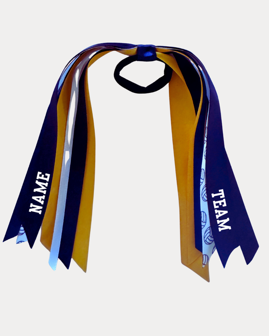 Personalised Waterfall Ribbon - Navy Blue and Golden Yellow