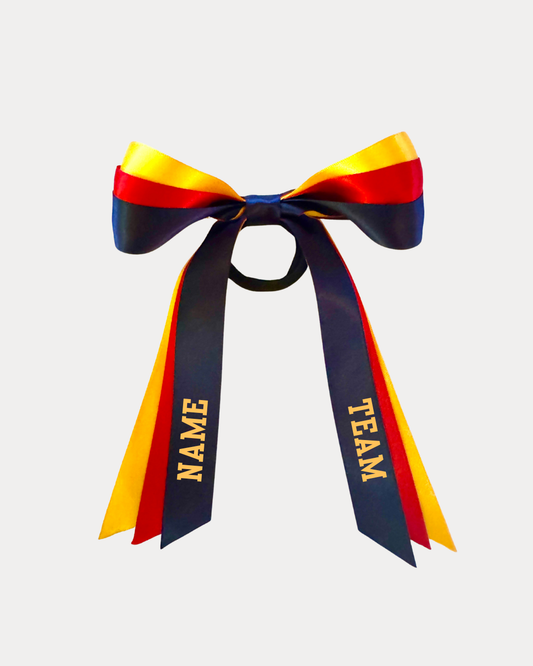 Personalised Bow Ribbon  - Navy Blue, Red and Golden Yellow