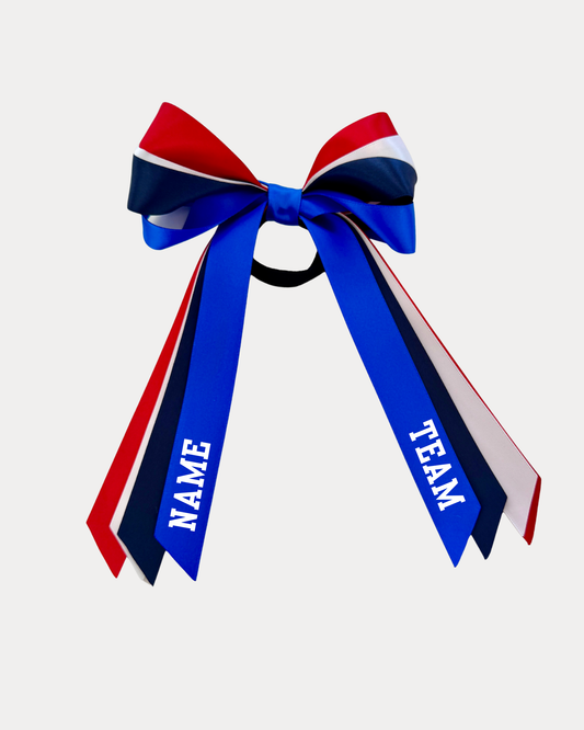 Personalised Bow Ribbon - Light Blue, Navy Blue, White and Red